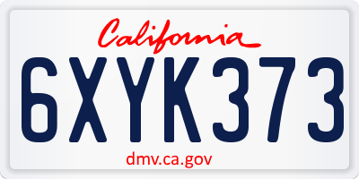 CA license plate 6XYK373
