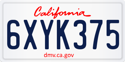 CA license plate 6XYK375