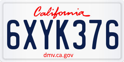 CA license plate 6XYK376