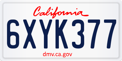 CA license plate 6XYK377