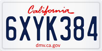 CA license plate 6XYK384