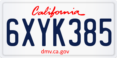 CA license plate 6XYK385