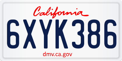 CA license plate 6XYK386