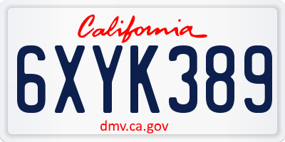 CA license plate 6XYK389