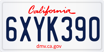 CA license plate 6XYK390