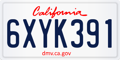 CA license plate 6XYK391