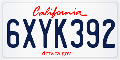 CA license plate 6XYK392