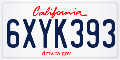 CA license plate 6XYK393