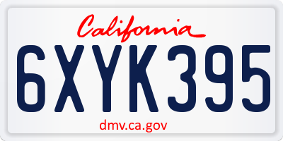 CA license plate 6XYK395