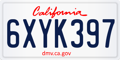 CA license plate 6XYK397