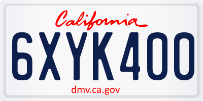 CA license plate 6XYK400