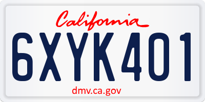 CA license plate 6XYK401