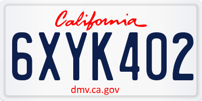 CA license plate 6XYK402