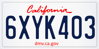 CA license plate 6XYK403