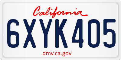 CA license plate 6XYK405