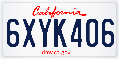 CA license plate 6XYK406