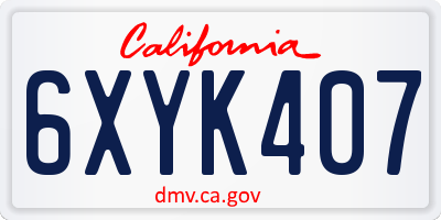 CA license plate 6XYK407
