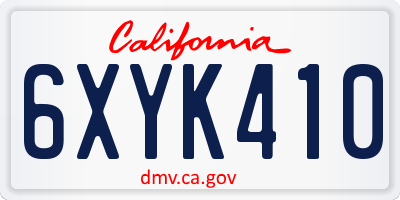 CA license plate 6XYK410