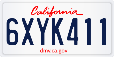 CA license plate 6XYK411