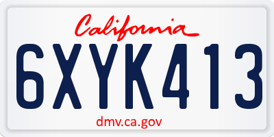 CA license plate 6XYK413