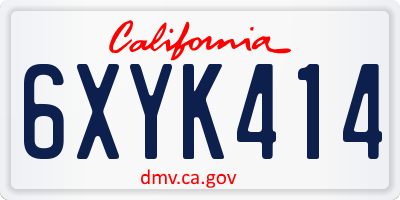 CA license plate 6XYK414