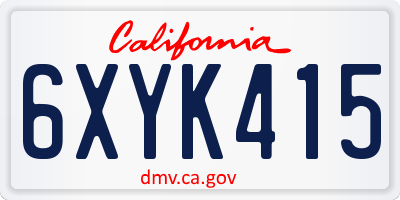CA license plate 6XYK415