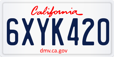 CA license plate 6XYK420