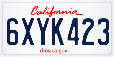 CA license plate 6XYK423