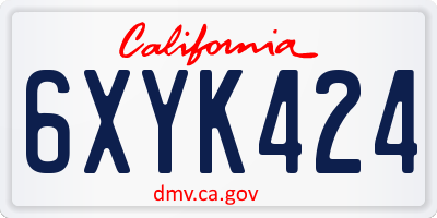 CA license plate 6XYK424