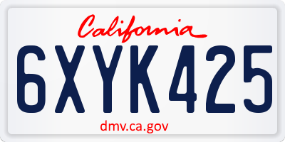 CA license plate 6XYK425