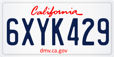 CA license plate 6XYK429