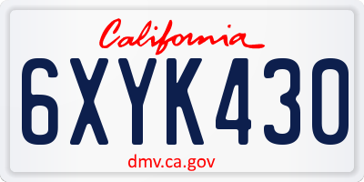 CA license plate 6XYK430