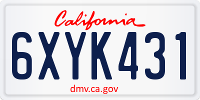 CA license plate 6XYK431