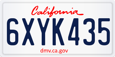 CA license plate 6XYK435