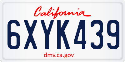 CA license plate 6XYK439