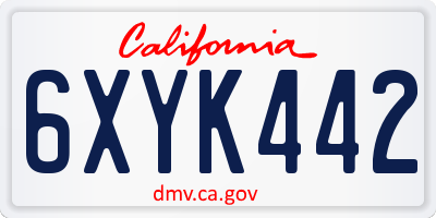 CA license plate 6XYK442
