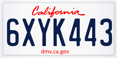 CA license plate 6XYK443
