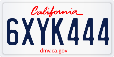 CA license plate 6XYK444