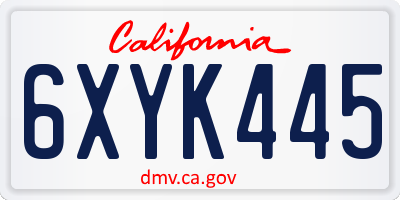CA license plate 6XYK445