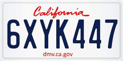 CA license plate 6XYK447