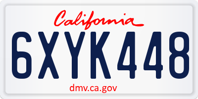 CA license plate 6XYK448