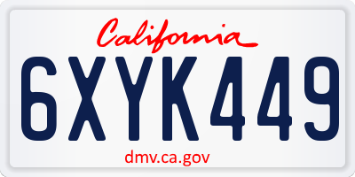 CA license plate 6XYK449