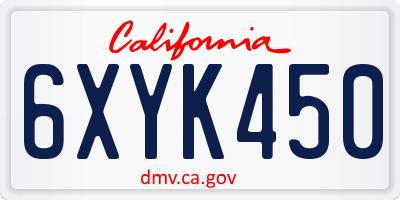CA license plate 6XYK450