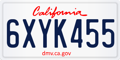 CA license plate 6XYK455