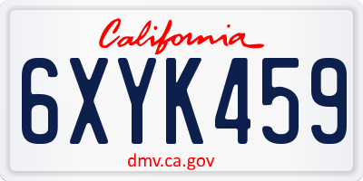 CA license plate 6XYK459