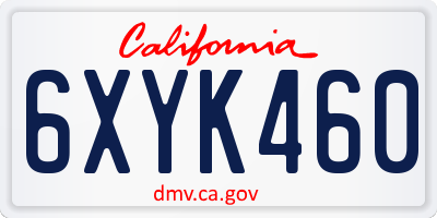 CA license plate 6XYK460