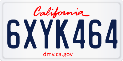 CA license plate 6XYK464