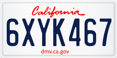 CA license plate 6XYK467