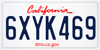 CA license plate 6XYK469