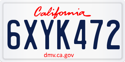 CA license plate 6XYK472